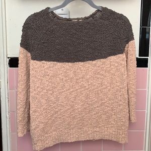 Anthropologie Pink & Brown Textured Sweater